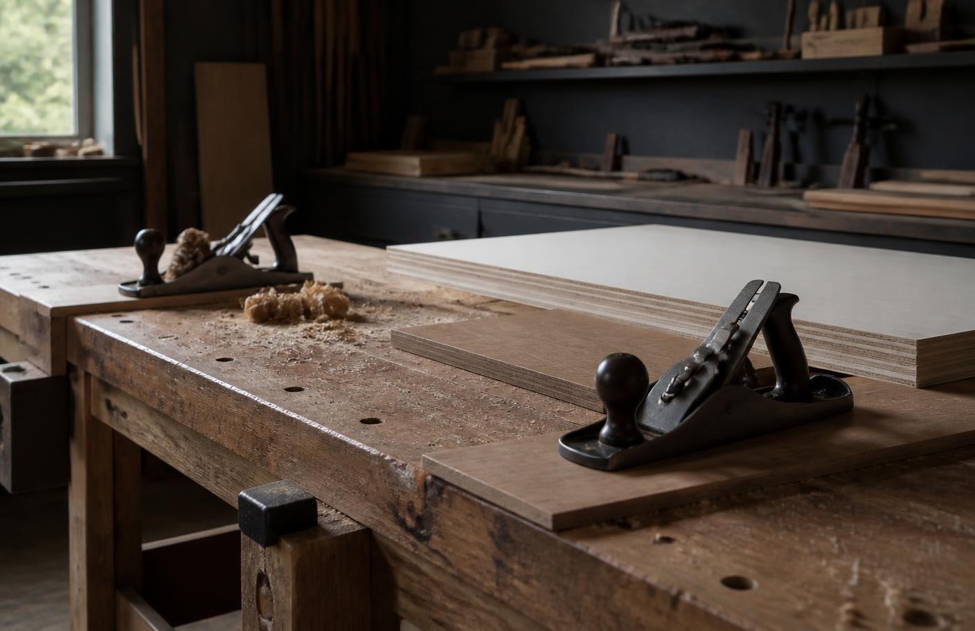 Joinery workshop with cabinetry in progress